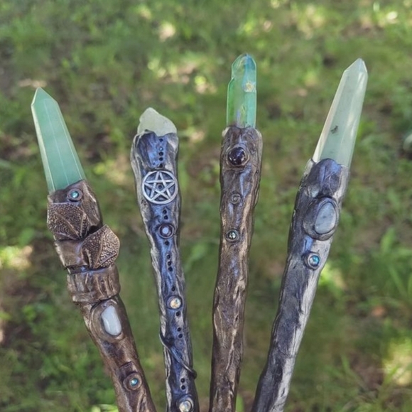 Handmade Green Aventurine and aqua marine refillable and rechargeable pen wand - Picture 2 of 2